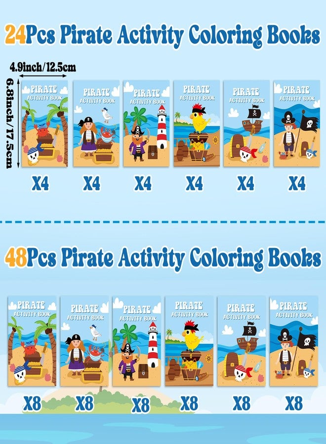 JAPBOR Pirate Activity Coloring Books - 24PCS Mini Pirates Activities Colouring Book Bulk for Kid Party Favor, Summer Nautical Theme Drawing Booklet Goodie Bag Filler, Birthday Class Painting Game - Image 2